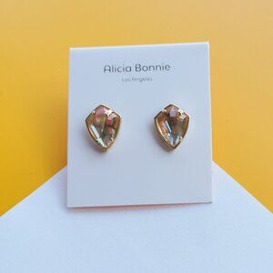 Miley Gold Dichroic Glass Stud Earrings by Alicia Bonnie